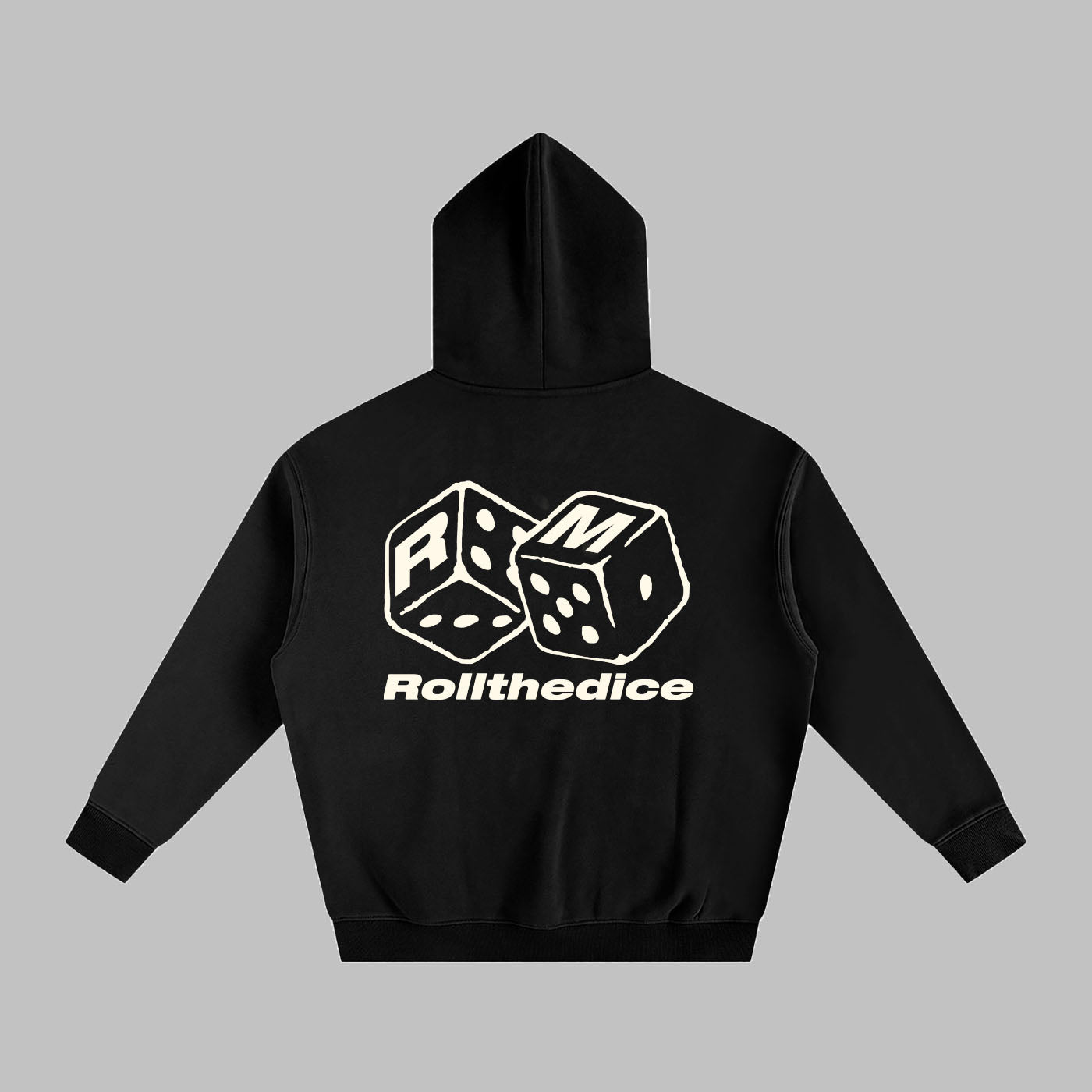 "Luck in Motion" Oversize Fleeced Hoodie- Black