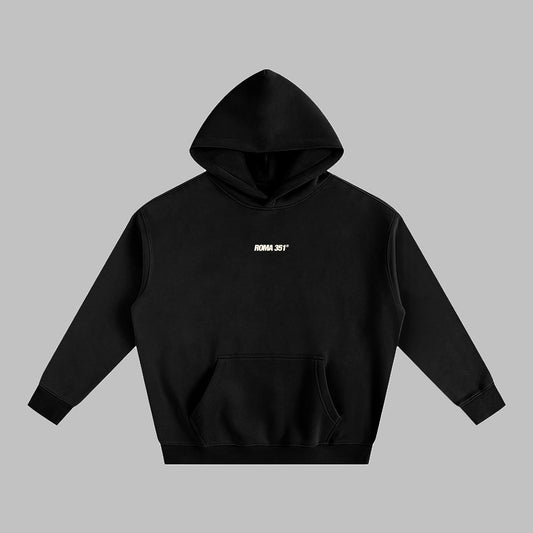 "Luck in Motion" Oversize Fleeced Hoodie- Black