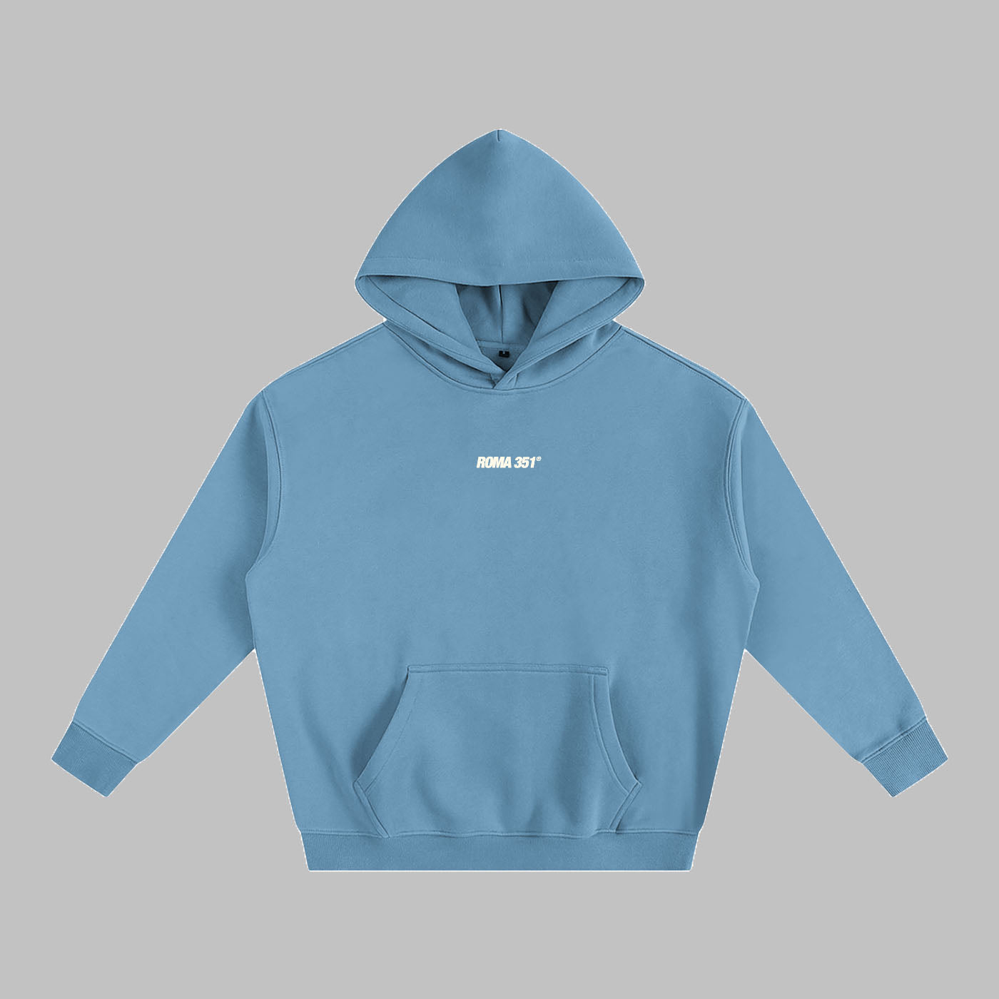 "Golden Hours" Oversize Fleeced Hoodie-Medium Blue
