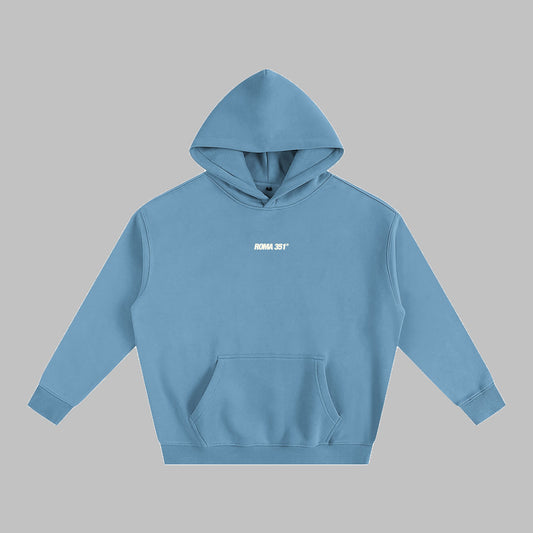 "Golden Hours" Oversize Fleeced Hoodie-Medium Blue