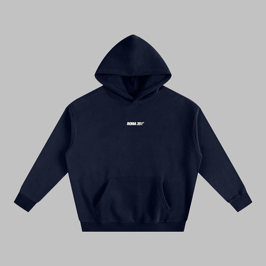 "Luck in Motion" Oversize Fleeced Hoodie - Navy Blue