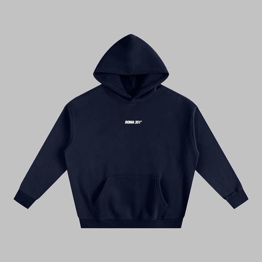 "Golden Hours" Oversize Fleeced Hoodie-Navy blue
