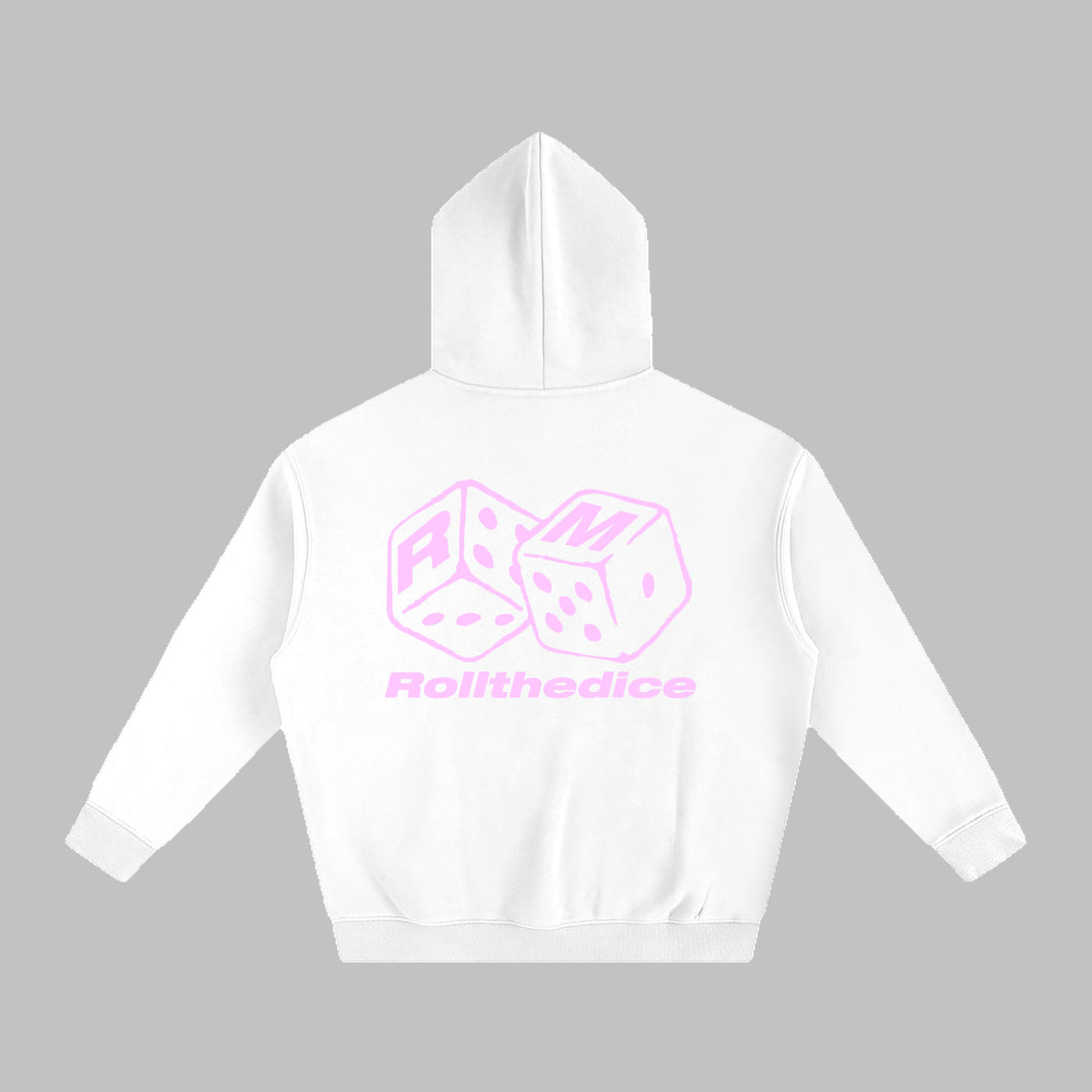 "Luck in Motion" Oversize Fleeced Hoodie - White