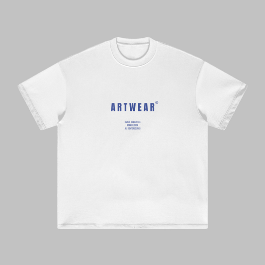 "Artwear" Oversized Tee | Statement Edition - White (Blue)
