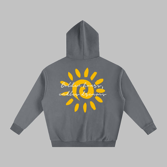 "Golden Hours " Oversize Fleeced Hoodie- Gray