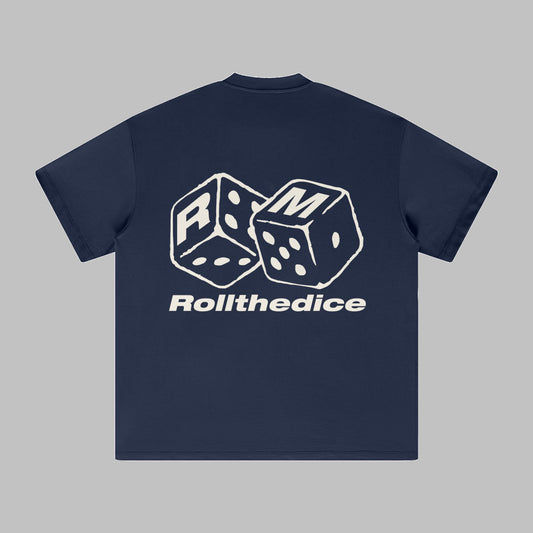 "Luck in Motion" Oversized Tee-  Navy Blue