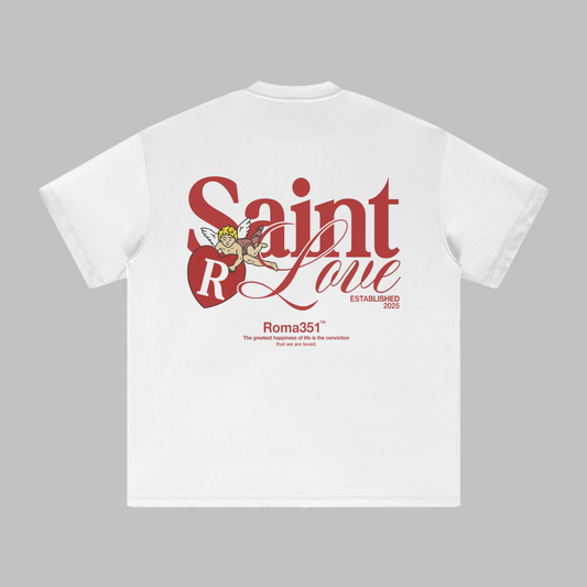 "Saint Love" Oversized Tee - White